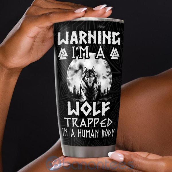 Custom Name Gift For Dad Wolf Viking Tumbler Product Photo