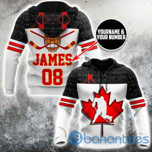 Custom Name Hockey Canada Unisex All Over Print Hoodie Product Photo