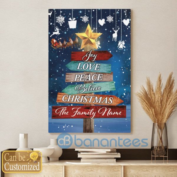 Custom Name Joy Love Peace Believe Christmas Wall Art Canvas Product Photo