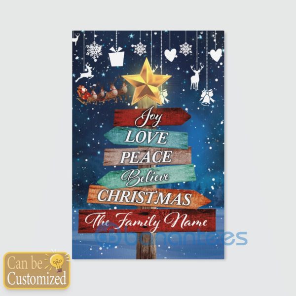 Custom Name Joy Love Peace Believe Christmas Wall Art Canvas Product Photo