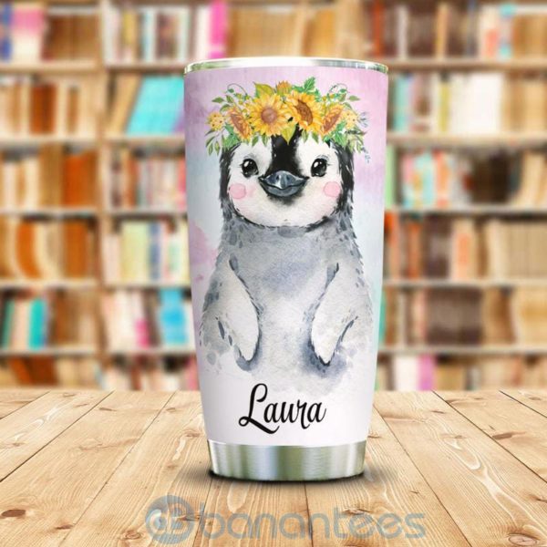Custom Name Penguin Sunflower Let Yourself Bloom Tumbler Product Photo