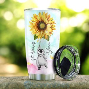 Custom Name Penguin Sunflower Let Yourself Bloom Tumbler Product Photo