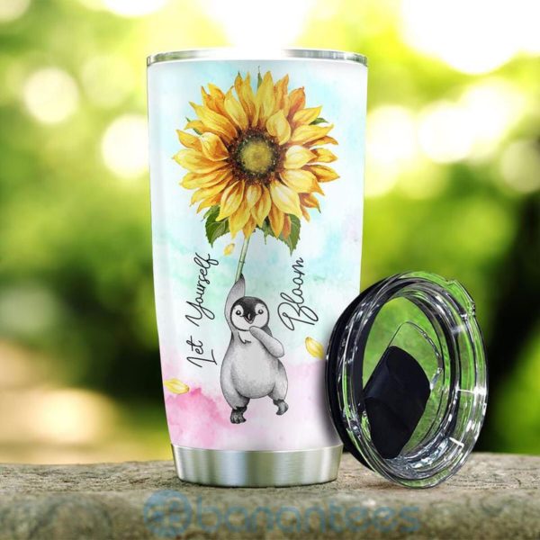 Custom Name Penguin Sunflower Let Yourself Bloom Tumbler Product Photo