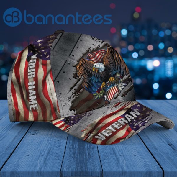 Custom Name Veteran Eagle US Flag Independent Cap Hat Product Photo
