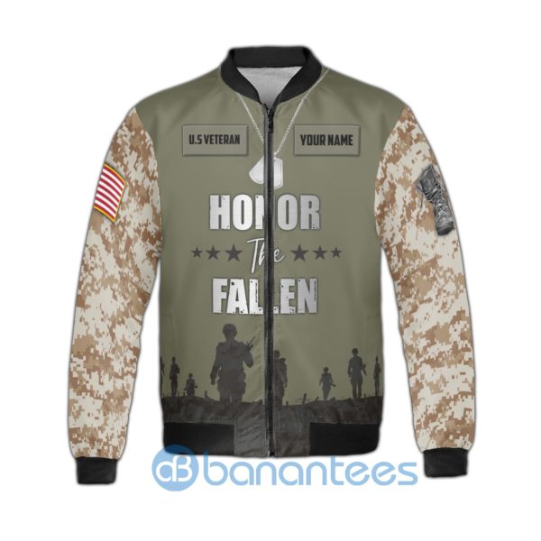 Custom Name Veteran Honor The Fallen Fleece Bomber Jacket Product Photo