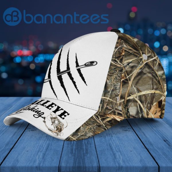 Custom name WallEye Fishing Camo White Dad Gift Cap Hat Product Photo