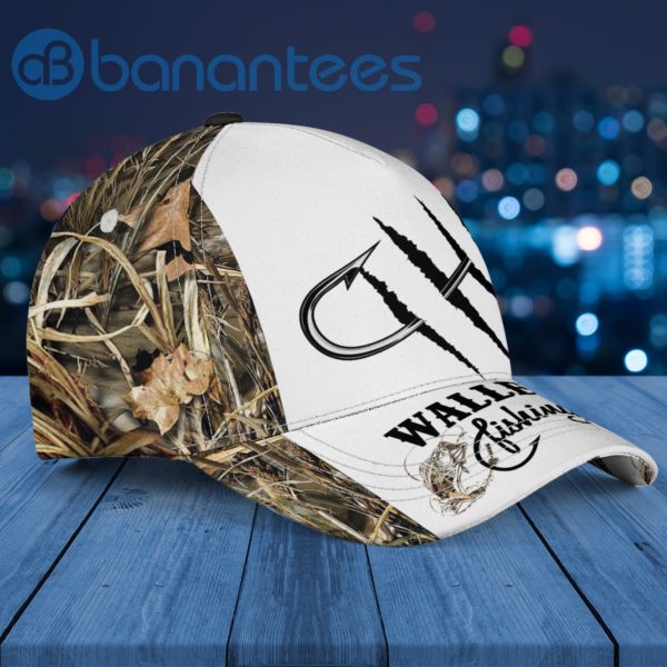 Custom name WallEye Fishing Camo White Dad Gift Cap Hat Product Photo