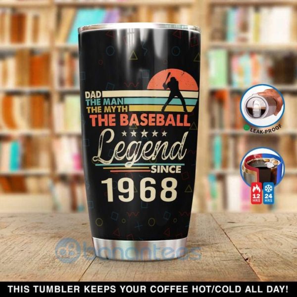 Custom Name Year Gift For Dad Baseball Dad Tumbler Product Photo