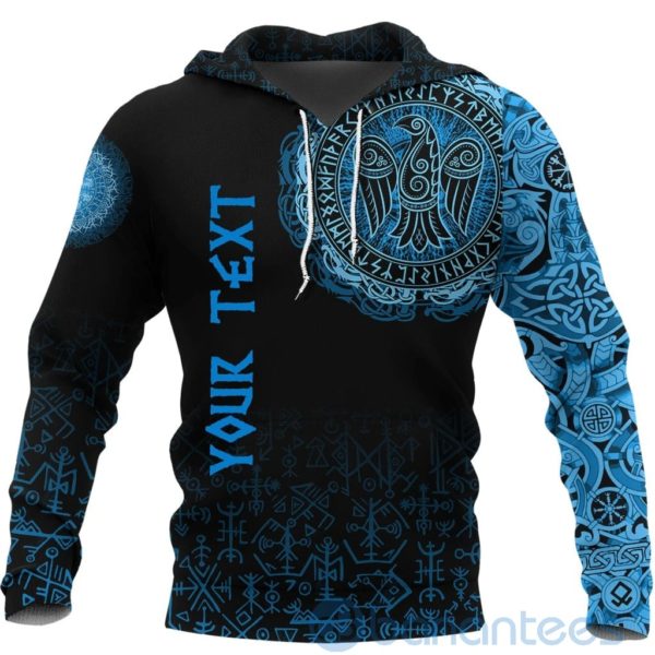 Custom Viking Raven Celtic Cyan All Over Printed 3D Hoodie Product Photo