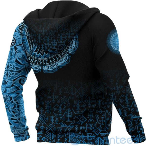 Custom Viking Raven Celtic Cyan All Over Printed 3D Hoodie Product Photo
