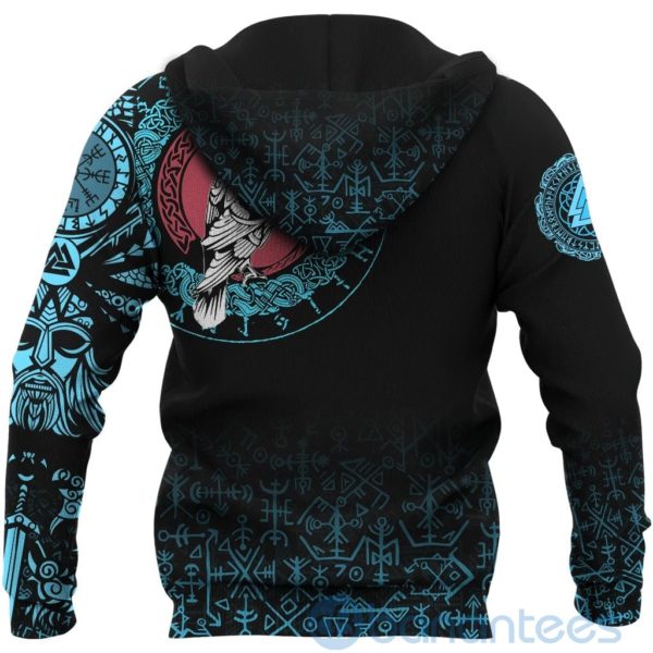 Custom Viking Raven Celtic Cyan Tattoo All Over Printed 3D Hoodie Product Photo