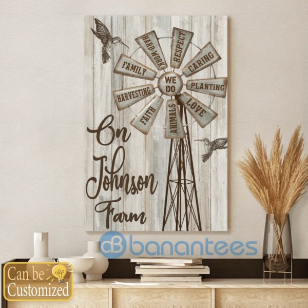 Customized On Johnson Farm Windmill Hummingbirds Wall Art Canvas Product Photo