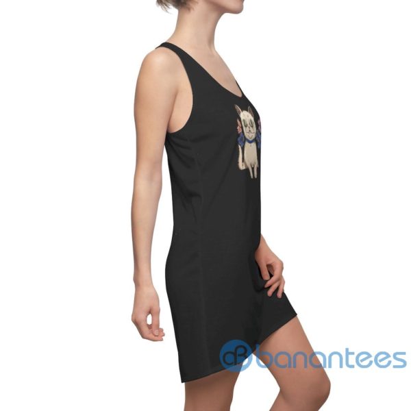 Cute Cat With Floral Art Black Racerback Dress For Women Product Photo