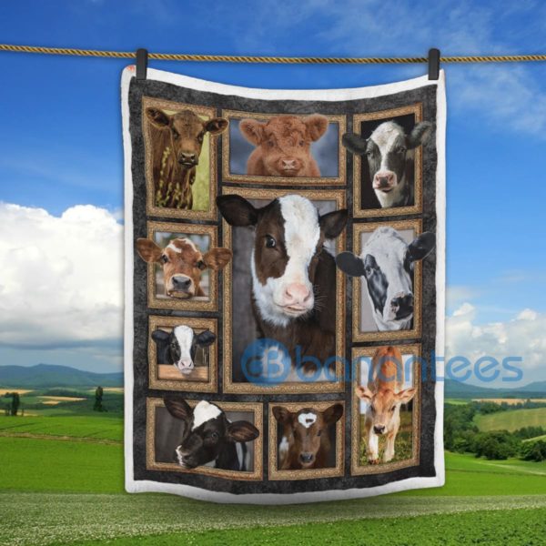 Cute Cattle Cow Design Sherpa Blanket Product Photo