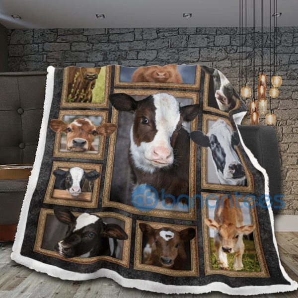 Cute Cattle Cow Design Sherpa Blanket Product Photo