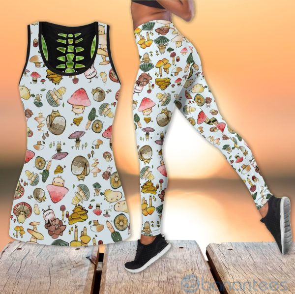 Cute Mushroom Forest Hollow Tank And Legging Outfit Product Photo