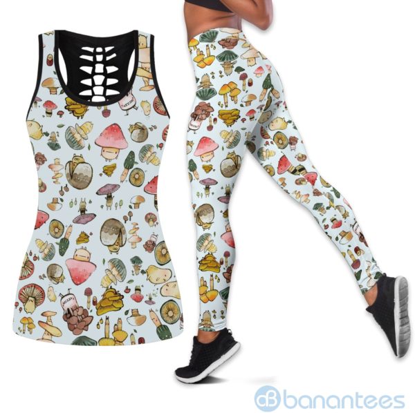 Cute Mushroom Forest Hollow Tank And Legging Outfit Product Photo