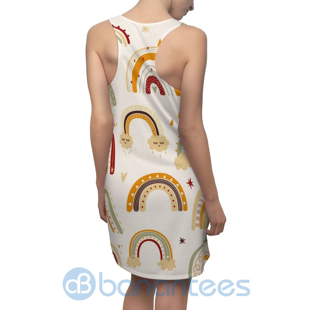 cute-rainbow-boho-rainbow-cartoon-white-racerback-dress-for-women-7-ta5Cx.jpg Cute Rainbow Boho Rainbow Cartoon White Racerback Dress For Women Product Photo