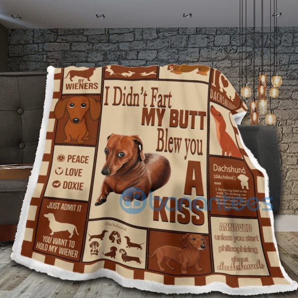 Dachshund I Didn't Fart My butt Blew You A Kiss Sherpa Blanket Product Photo