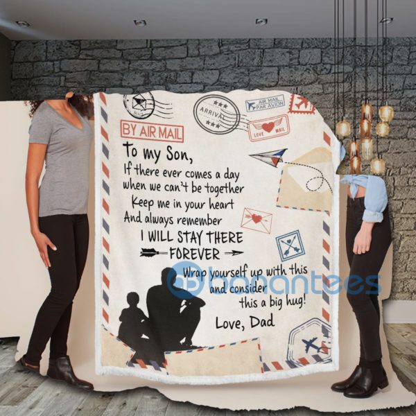 Dad And Son To My Son Air Mail Sherpa Blanket Product Photo