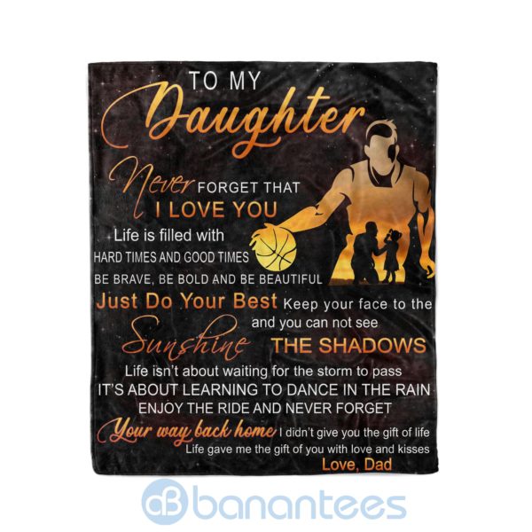 Dad To Daughter Sunshine Never Forgret That I Love You Fleece Basketball Blanket Product Photo