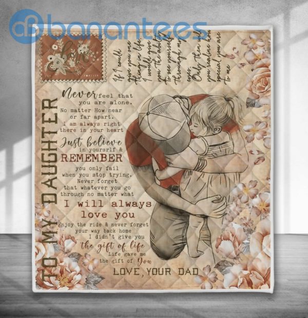 Daughter And Dad Dad Always Love His Daughter Quilt Blanket Quilt Product Photo