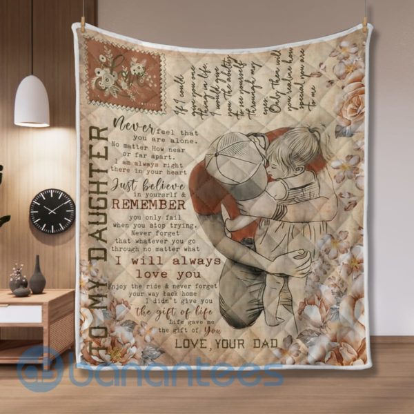Daughter And Dad Dad Always Love His Daughter Quilt Blanket Quilt Product Photo