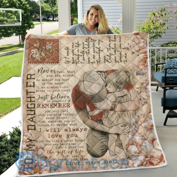 Daughter And Dad Dad Always Love His Daughter Quilt Blanket Quilt Product Photo