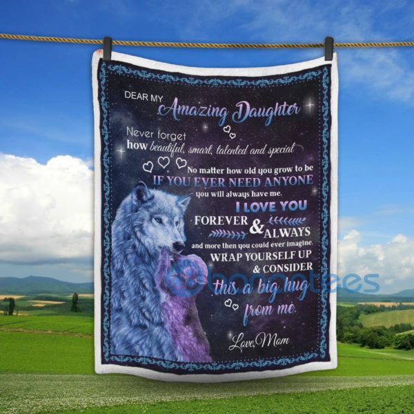 Dear My Amazing Daughter Wolf Sherpa Blanket Product Photo