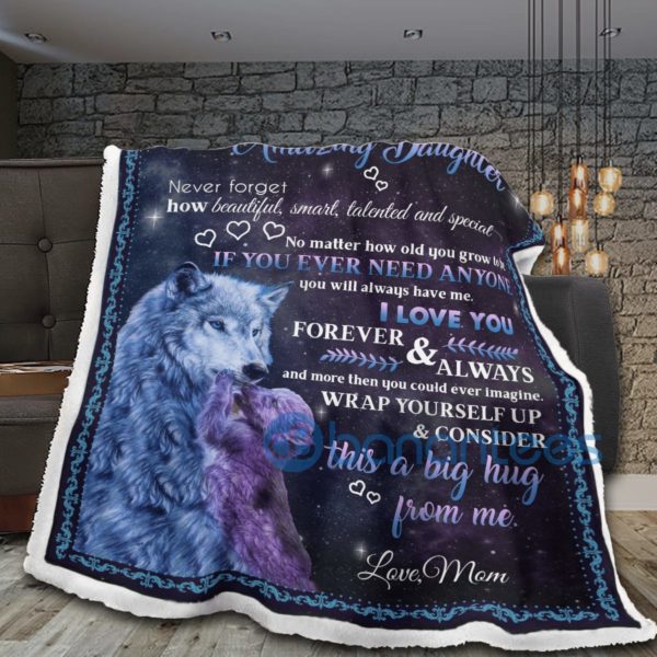 Dear My Amazing Daughter Wolf Sherpa Blanket Product Photo