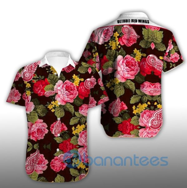 Detroit Red Wings Big Floral Short Sleeves Hawaiian Shirt Product Photo