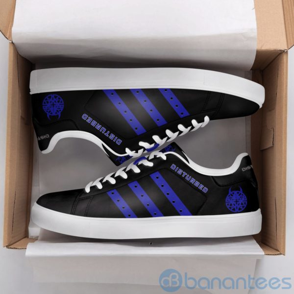 Disturbed Blue Striped Black Low Top Skate Shoes Product Photo