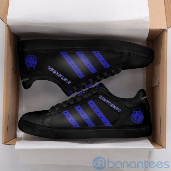 Disturbed Blue Striped Black Low Top Skate Shoes Product Photo