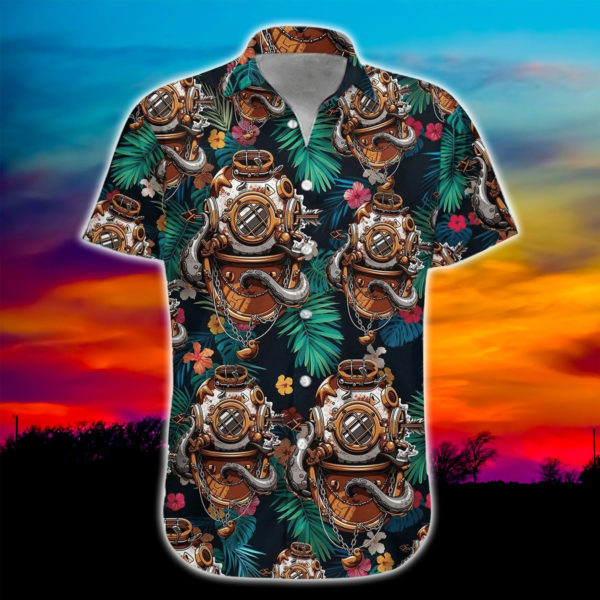 Diving Helmet Hawaii Shirt Summer Hawaiian Product Photo