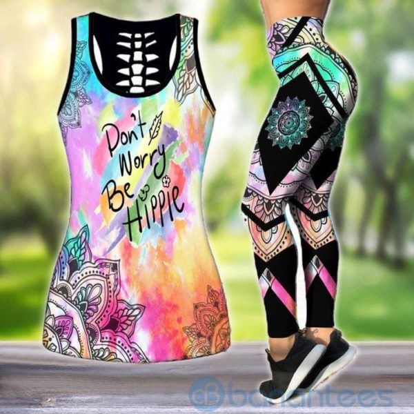 Don't Worry Be Hippie Tank Top Legging Set Outfit Product Photo