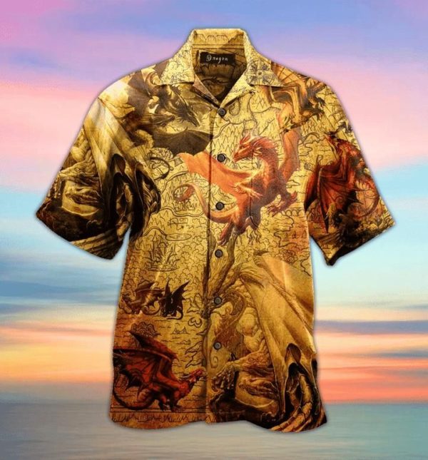 Dragon Shirt Fantasy World Dragon Hawaii Shirt Summer Hawaiian Product Photo