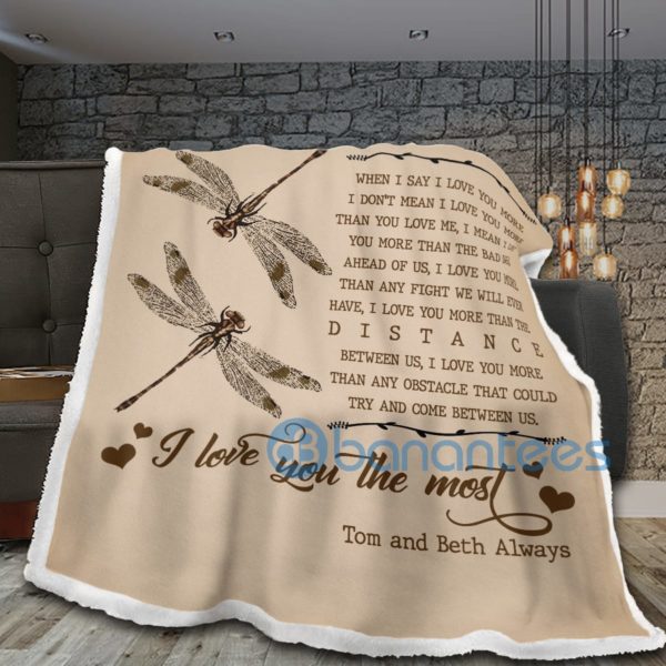 Dragonfly I Love Yoiu The Most Sherpa Blanket Product Photo