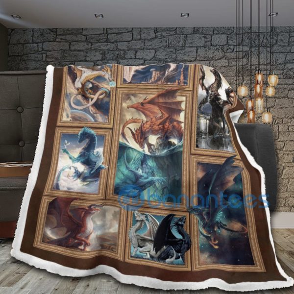 Dragons Beautiful Digital Art Sherpa Blanket Product Photo
