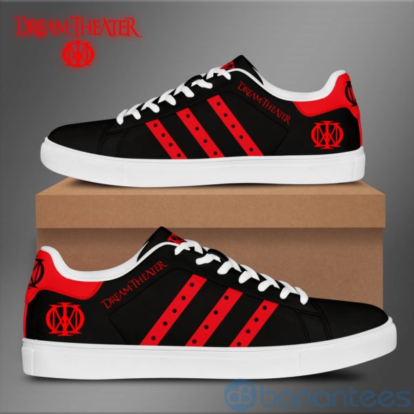 Dream Theater Red Striped Black Low Top Skate Shoes Product Photo