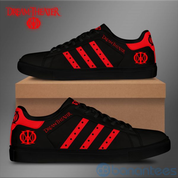 Dream Theater Red Striped Black Low Top Skate Shoes Product Photo