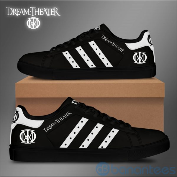 Dream Theater White Striped Black Low Top Skate Shoes Product Photo
