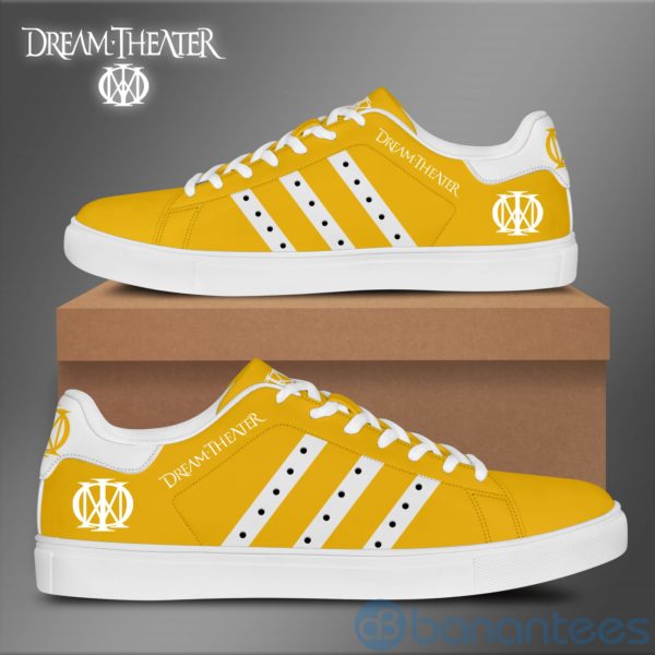 Dream Theater White Striped Yellow Low Top Skate Shoes Product Photo