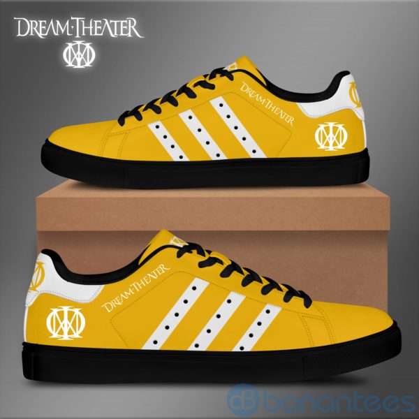 Dream Theater White Striped Yellow Low Top Skate Shoes Product Photo