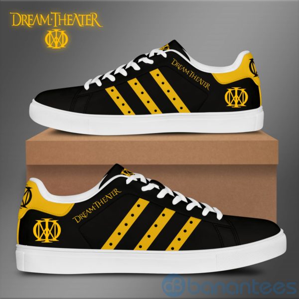 Dream Theater Yellow Striped Black Low Top Skate Shoes Product Photo
