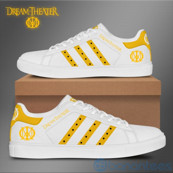 Dream Theater Yellow Striped White Low Top Skate Shoes Product Photo