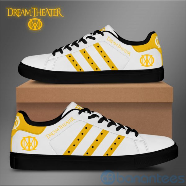 Dream Theater Yellow Striped White Low Top Skate Shoes Product Photo