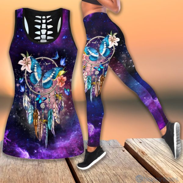 Dreamcatcher Butterfly Hollow Tank Top Legging Set Outfit Product Photo