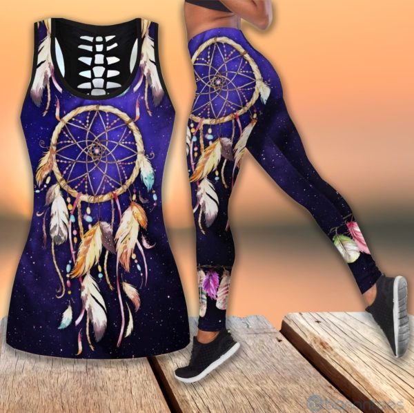 Dreamcatcher Navy Hollow Tank Top Legging Set Outfit Product Photo
