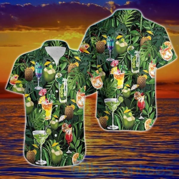 Drinking Cocktail Summer Tropical Hawaiian Shirt Product Photo