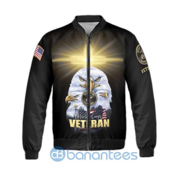 Eagle U.S Marine Veteran Eagle Jesus Light Only Two Defining Forces Fleece Bomber Jacket Product Photo